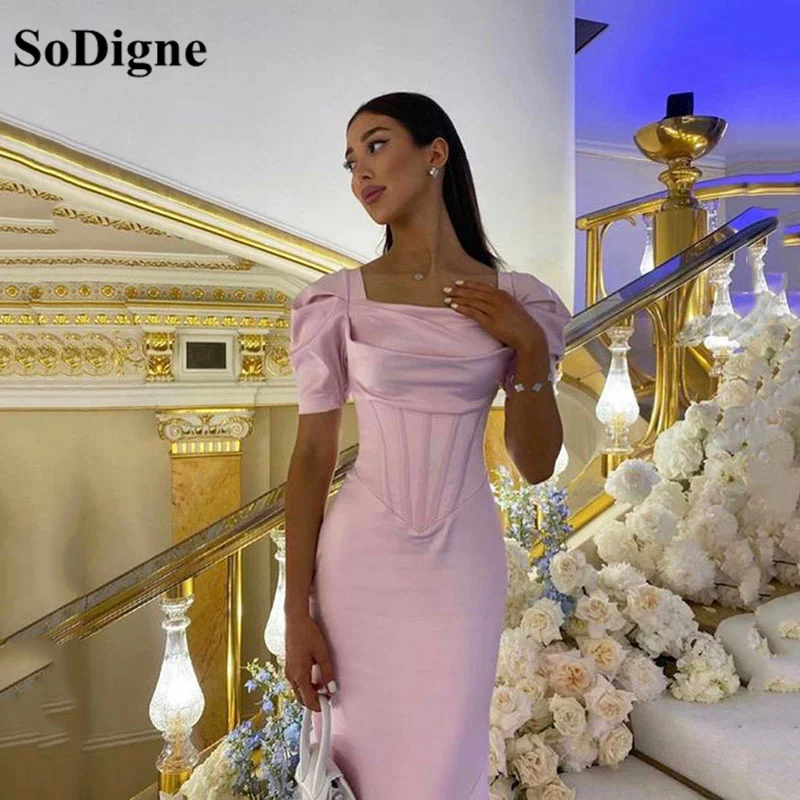 Top Trends: SoDigne Elegant Mermaid Evening Dresses 2023 Cap Sleeves Prom Gown Satin Saudi Arbia Prom Dresses Formal Occasion Dress Shoppable Styles