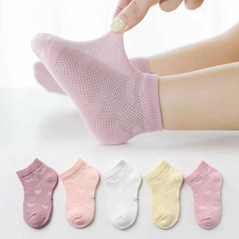 Top Trends: 5 Pairs 1 To 12 Years Children's Socks 2024 Spring Summer Baby Boys Girls Cotton Mesh Breathable Thin Soft Cute Socks Kids Socks Shoppable Styles