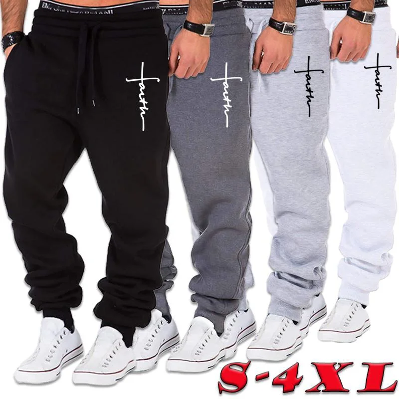 Top Trends: New Faith Printed Trousers Men Jogger Pants Bodybuilding Gyms Pants Casual Loose Comfort Sweatpants Outdoor Running Pants S-4XL Shoppable Styles