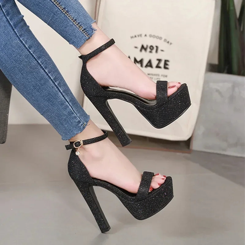 Top Trends: New Summer Sexy Women High Heels Sandals Fashion Stripper Shoes Party Pumps Women Platform Sandals Open Toe High Heels 14 Cm Shoppable Styles