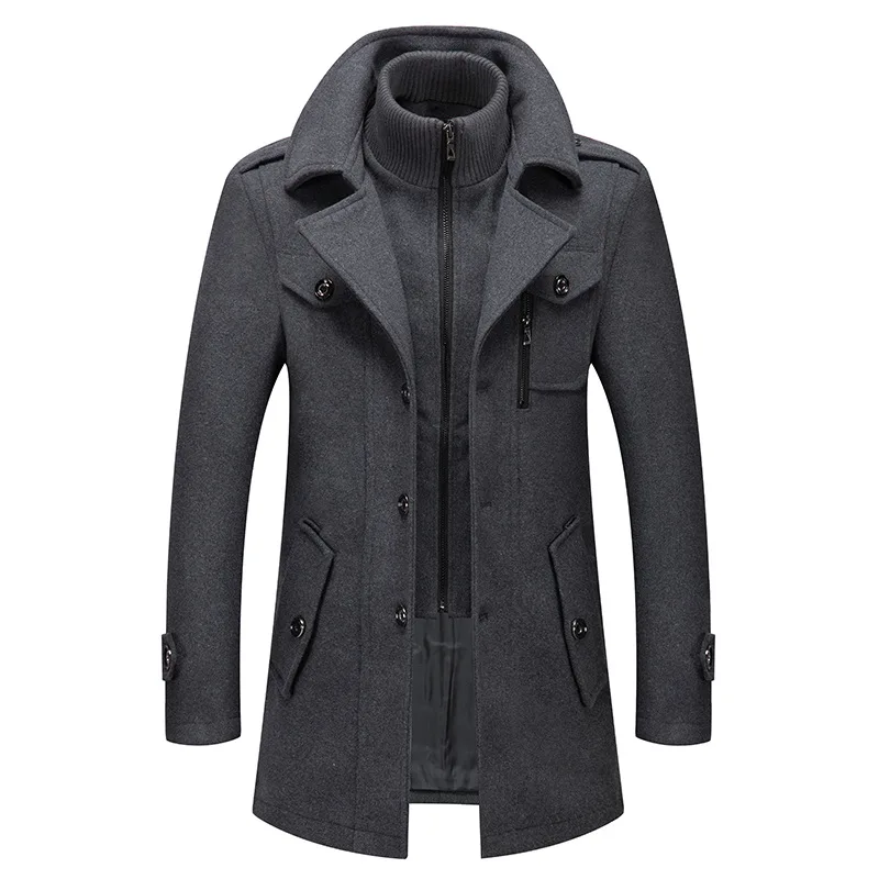 Top Trends: New Winter Mens Wool Blends Coats Solid Color Thick Warm Woolen Overcoat Double Neck Trench Coat Men Single Breasted Windbreaker Shoppable Styles