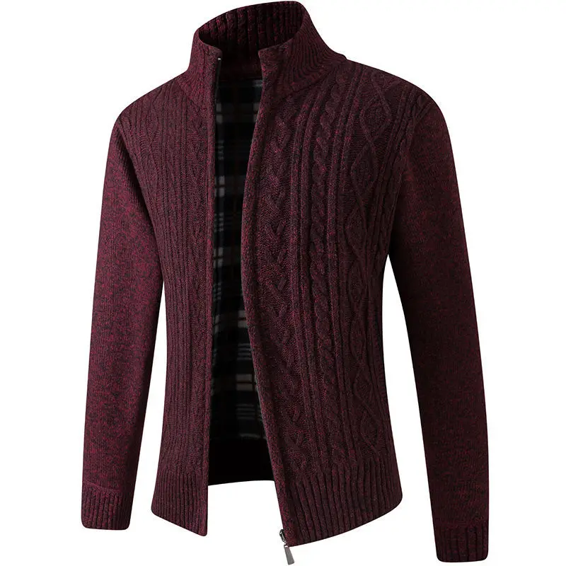 Top Trends: Autumn Winter New Men's Casual Long Sleeve Patchwork Sweater Thick Stand Collar Loose Solid Color Cardigan Zipper Knitted Coats Shoppable Styles - Image 2