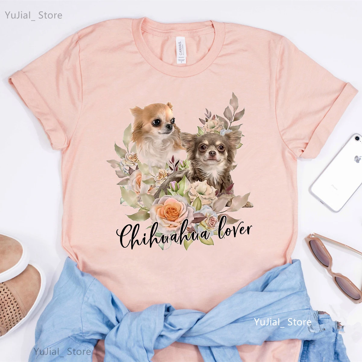 Top Trends: Chihuahua / Bulldog / Aussie / Yorkshire Terrier Lover Tshirt Women Harajuku Kawaii Clothes Flower Rose T Shirt Femme Dog Pet T-Shirt Shoppable Styles