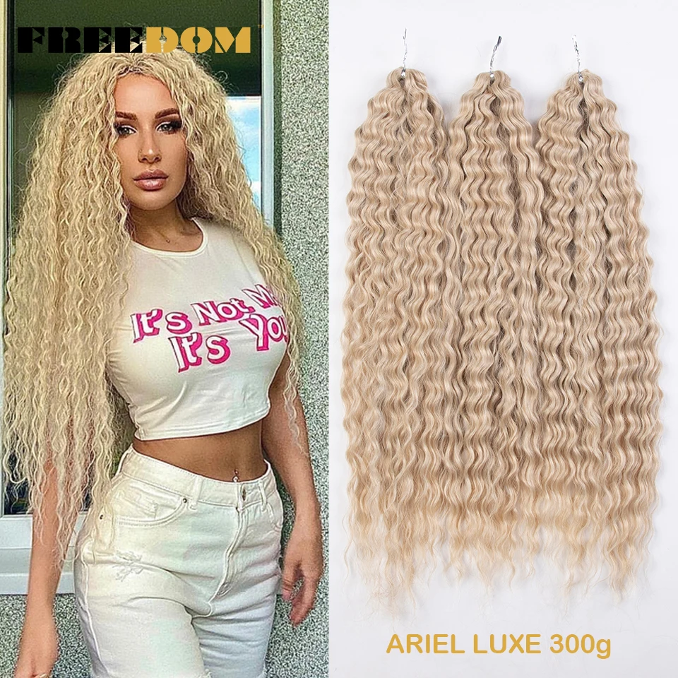 Top Trends: FREEDOM Synthetic Twist Crochet Curly Hair Ariel Water Wave Braid Hair Ombre Blonde Brown Green Blue Braiding Hair Extension Shoppable Styles