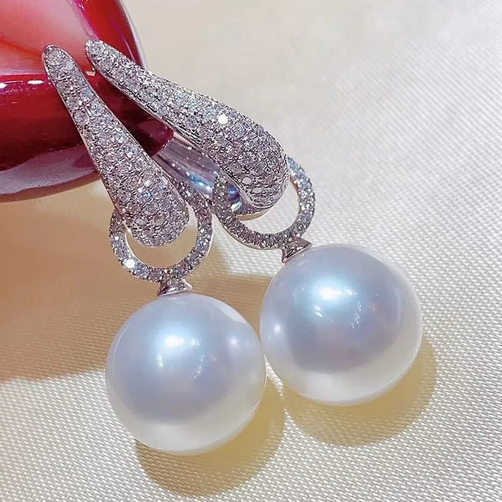 Top Trends: Huitan 2022 Trend Imitation Pearl Dangle Earring For Women Luxury Silver Color Bling Cubic Zirconia Fashion Elegant Lady Jewelry Shoppable Styles