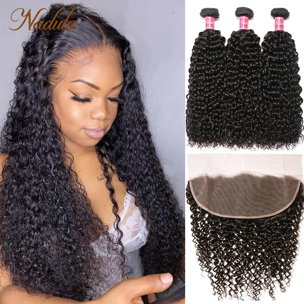 Top Trends: Nadula Hair Culry Bundles With 13x4 Lace Frontal Curly Human Hair Bundles With Lace Closure Brazilian Hair Weave Bundles 8&quot;-26 Shoppable Styles