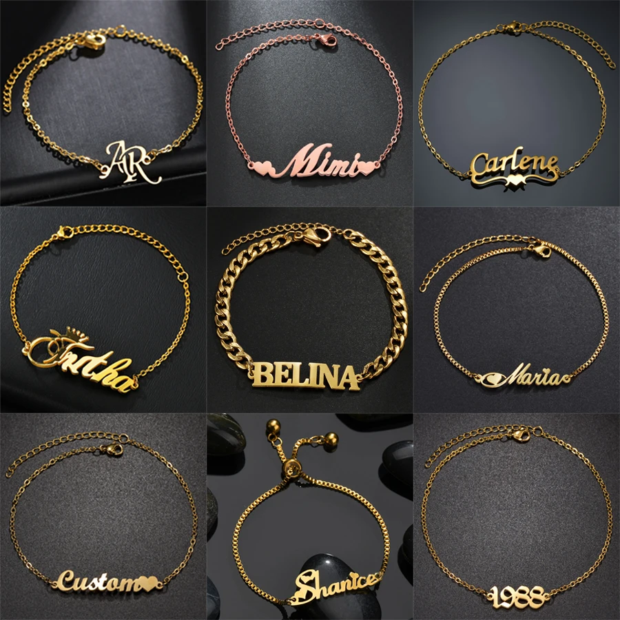 Top Trends: Acheerup Personalized Name Stainless Steel Bracelet For Women Customized Heart Crown Hand Cuban Thick Chain Kids Jewelry Gift Shoppable Styles