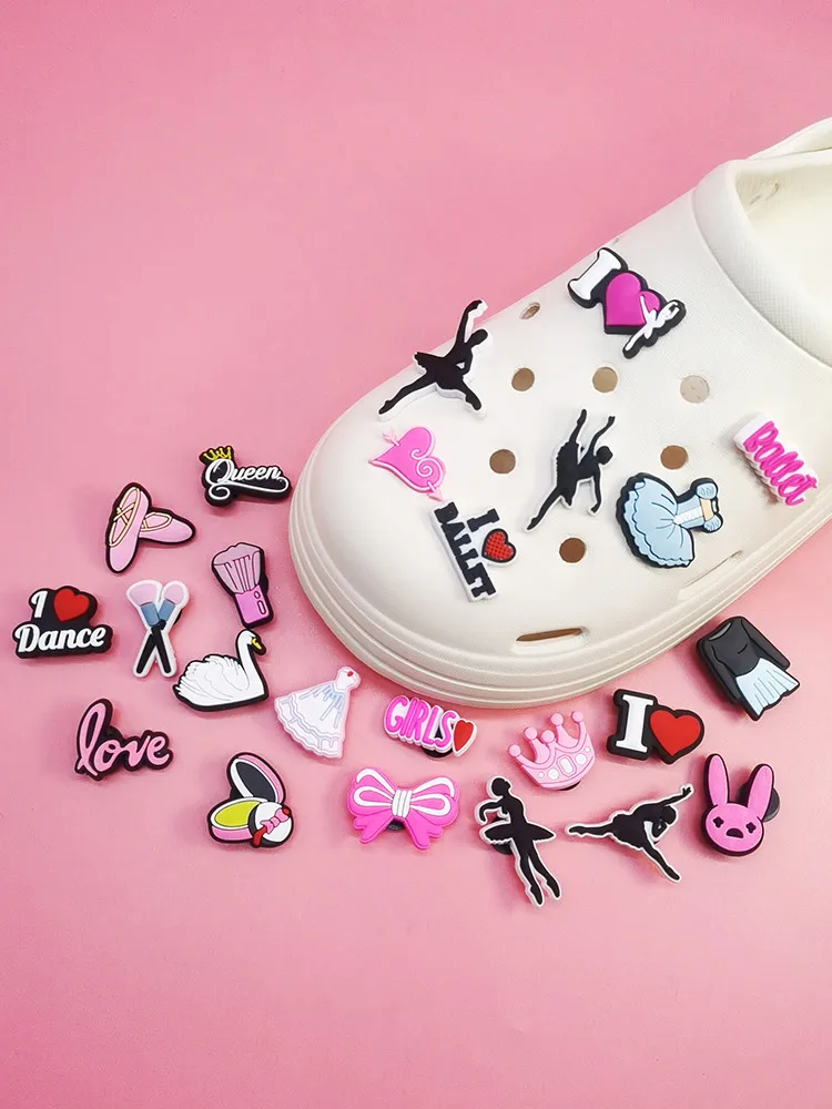 Top Trends: Kawaii Ballet Dance Shoe Charms Funny PVC Buckle Accessories Fit Bracelet Children Croc Jeans Ornaments Clog Shoes Decoration Shoppable Styles