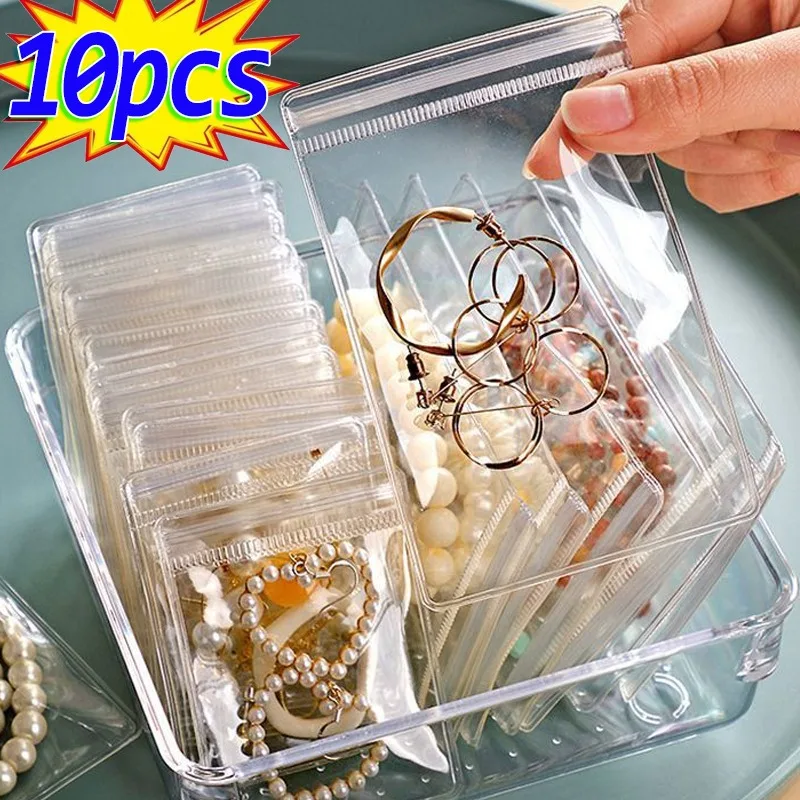 Top Trends: 10Pcs Clear Jewelry Organizer Package Bags Transparent PVC Anti-Oxidation Bag Earring Necklace Storage Holder Self Sealing Pouch Shoppable Styles