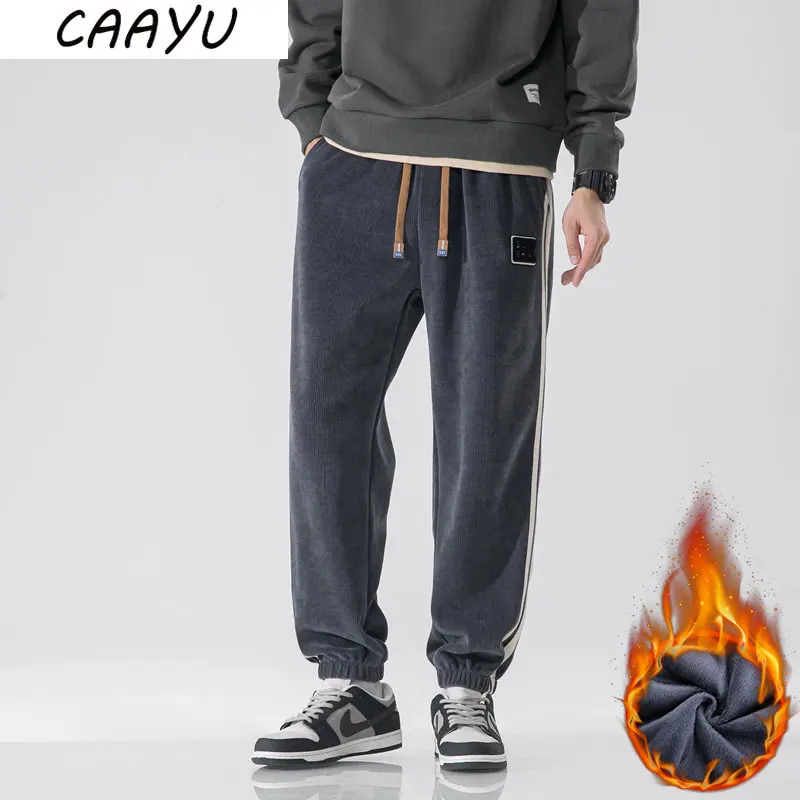 Top Trends: CAAYU Man 2022 Autumn Winter Corduroy Sweatpants Men Baggy Joggers Fashion Streetwear HipHop Casual Lambhair Pants Plus Size 4XL Shoppable Styles