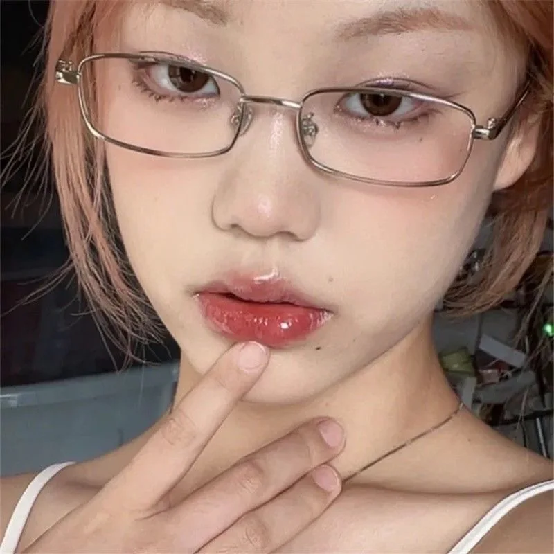 Top Trends: Y2K Harajuku Small Square Frame Glasses Women Retro Metal Eyeglasses Clear Reading Spectacle Blue Light Blocking Eyewear Shoppable Styles