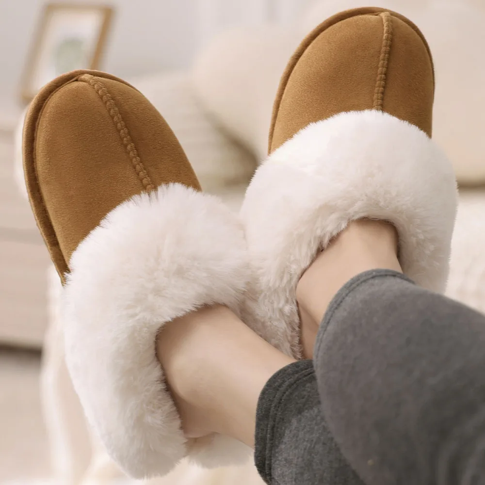 Top Trends: Shevalues New Plush Fur Slippers Home Women Winter Fluffy Faux Fur Collar House Slippers Furry Memory Foam Slides Indoor Outdoor Shoppable Styles