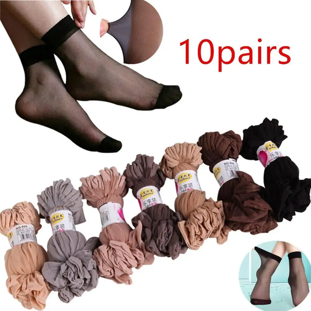 Top Trends: Hot Sale 10 Pairs Of Transparent Socks High Quality Female Socks Summer Thin Silk Transparent Ankle Socks Female Socks Shoppable Styles