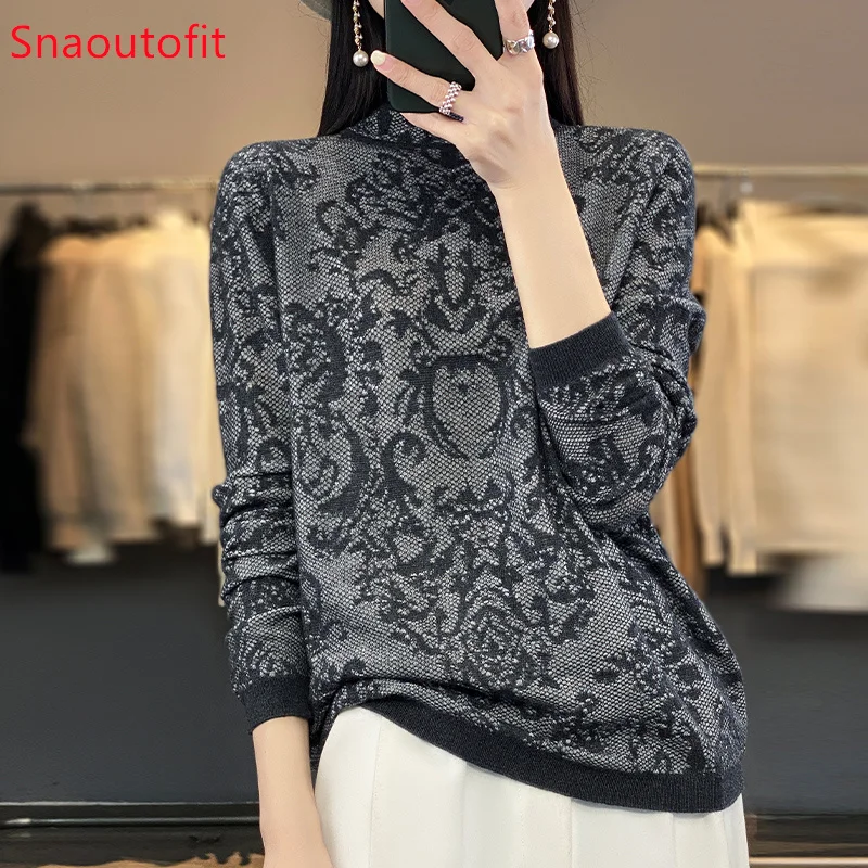 Top Trends: Spring / Summer Stereoscopic Hollow Wool Knit Sweater Women's Pullover Thin Fashion Long-Sleeved Half-High Collar Sexy Chic Top Shoppable Styles