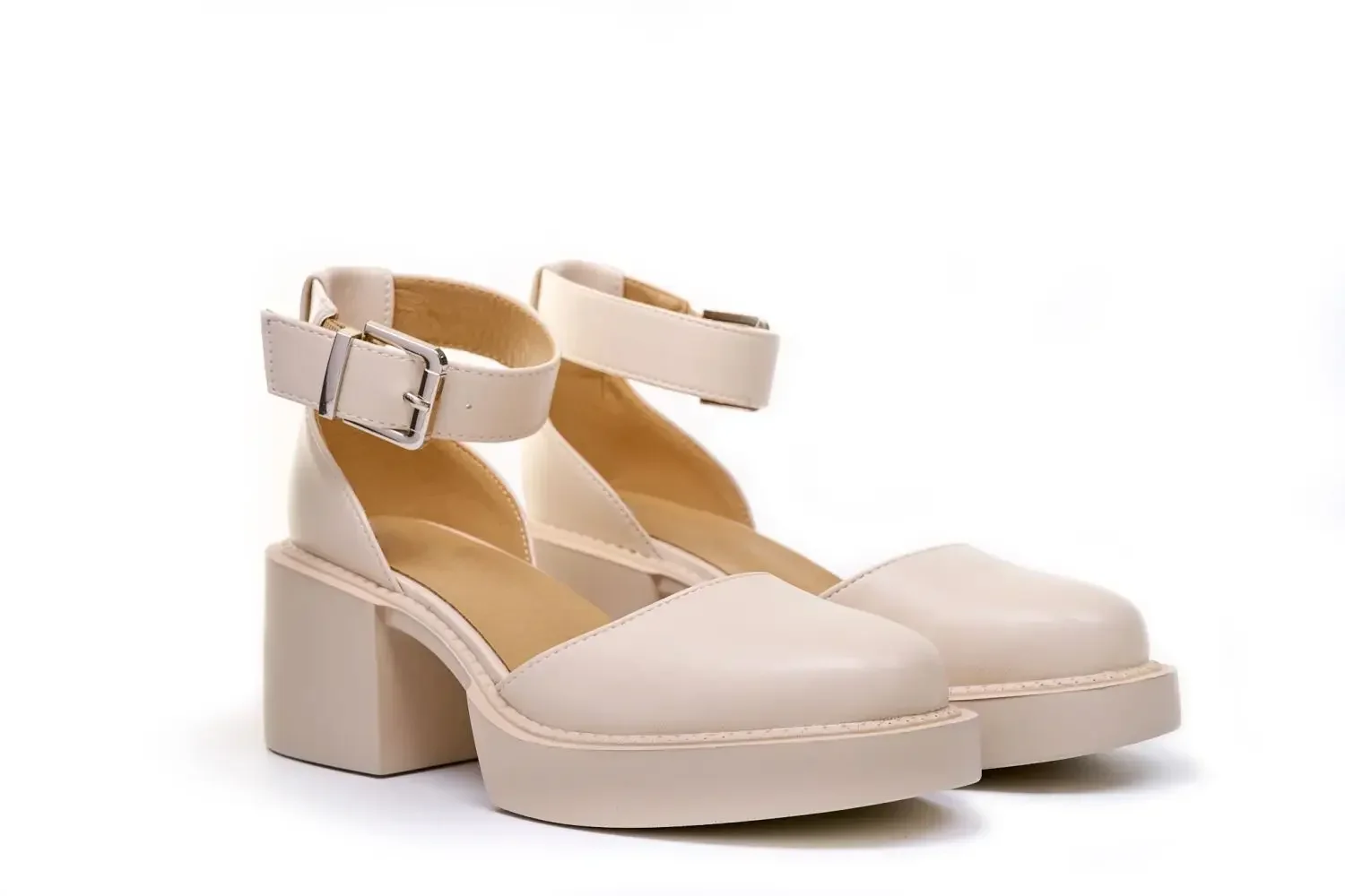 Top Trends: Summer Women Sandles Round Toe Ladies Casual Solid Beige Ankle-Wrap Buckle Strap Platform Shoes Sandalias Transparente Shoppable Styles