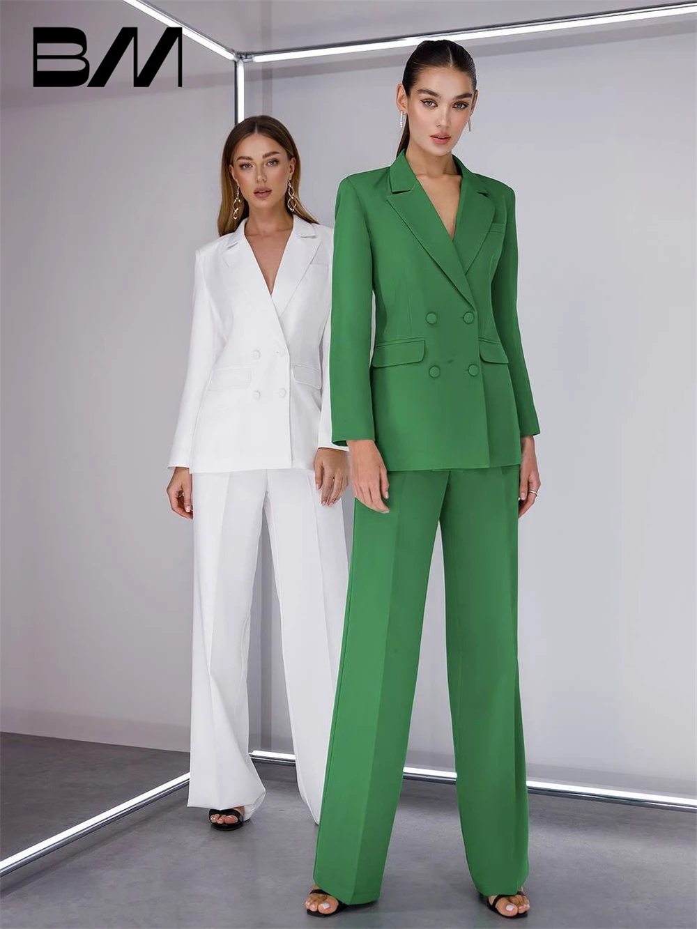 Top Trends: Solid 2-Piece Women's Fashion Suit Set Over Sized Blazer Wide Leg Pants Wedding Party Prom Dress Wear For Women Formal Tuxedo Shoppable Styles