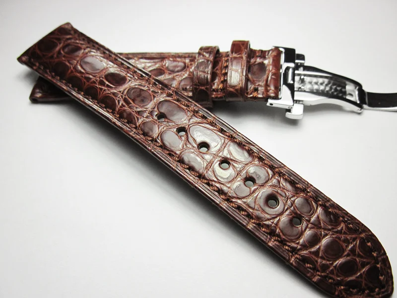 Top Trends: High-end Crocodile Alligator Leather Watch Band Strap For Luxury Watches 19 20mm 21mm 22mm Handmade Butterfly Buckle Wristband Shoppable Styles - Image 3