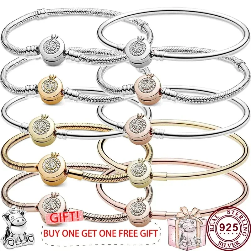 Top Trends: New Hot 925 Silver Shining Signature Letter O Crown Original Women's Logo Bracelet For Original DIY Charm Beads Pendant Jewelry Shoppable Styles