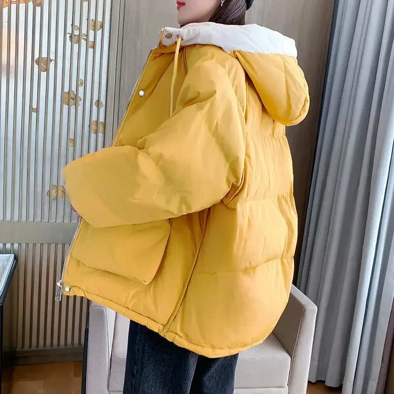 Top Trends: Women Parka Winter Hooded Cotton Jacket Warm Students Puffer Jacket Coat Pockets Quilted Solid Casual Korean Fashion Coats Shoppable Styles