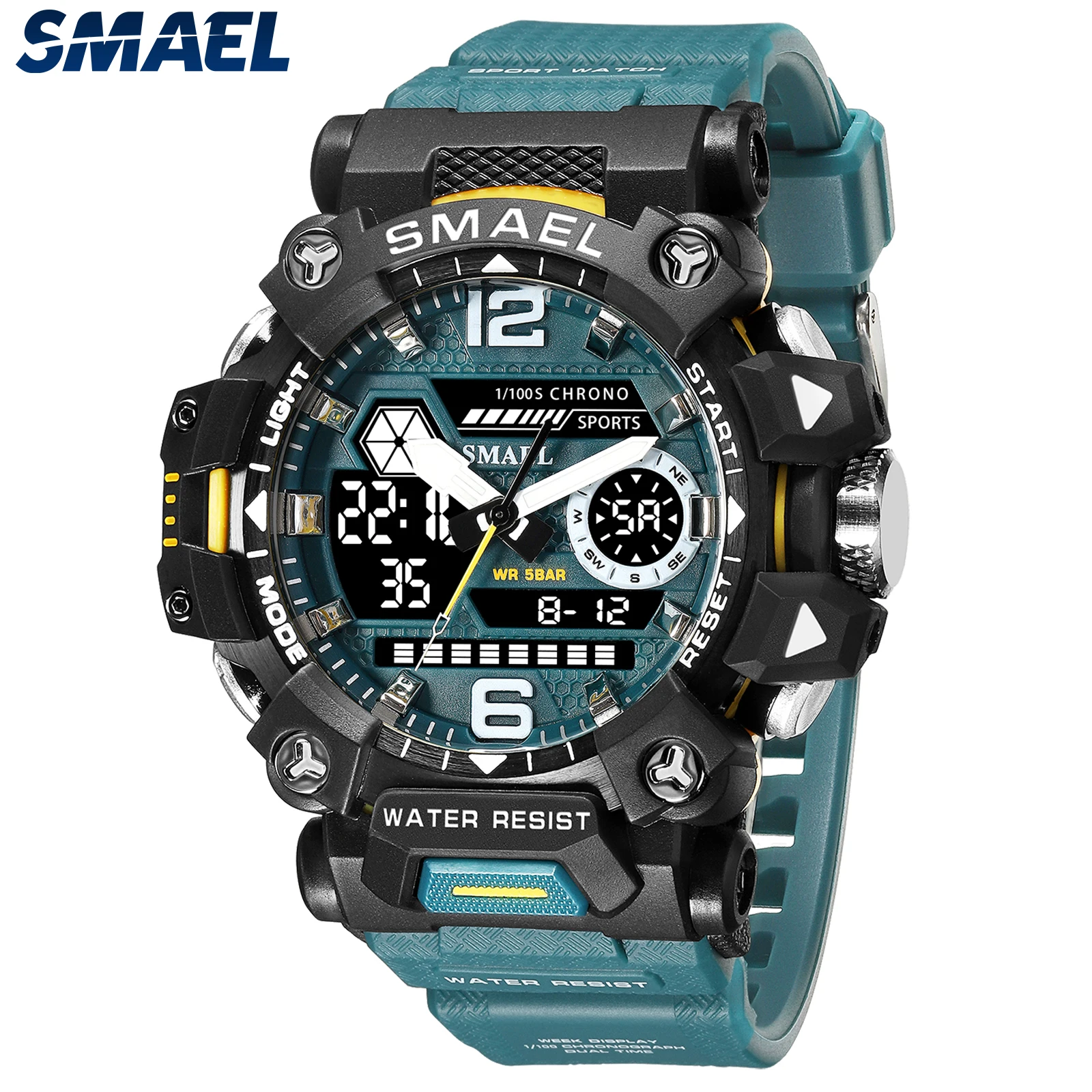 Top Trends: SMAEL Men Watches 50m Waterproof Sports Watch Military Man Sports Watch Digital 8072 Dual Display Watch Quartz Led Digital Shoppable Styles