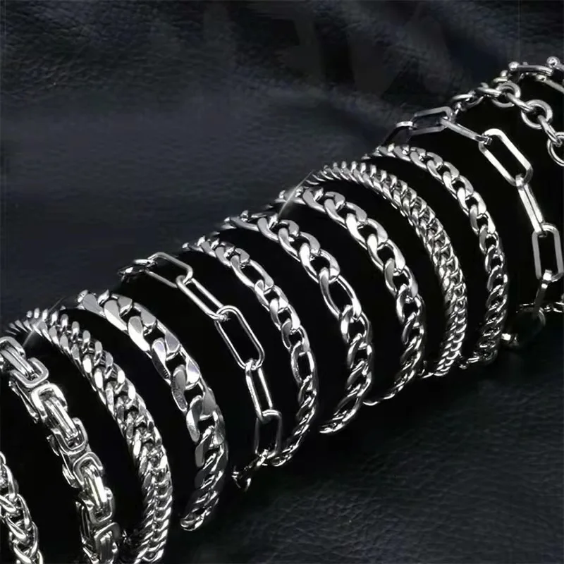 Top Trends: 316L Stainless Steel Cuban Chain Bracelet For Men Women Figaro Vintage Metal Viking Kpop Pulseras Emo Cute Luxury Jewelry Gift Shoppable Styles