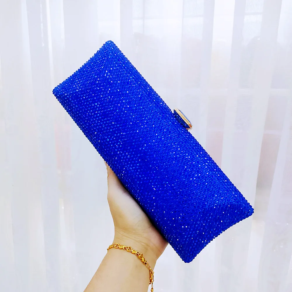 Top Trends: DGPEAFOWL 13 COLOR Blue Women Crystal Clutch Evening Bags Wedding Bridal Rhinestone Box Handbags Party Dinner Diamond Purse Shoppable Styles