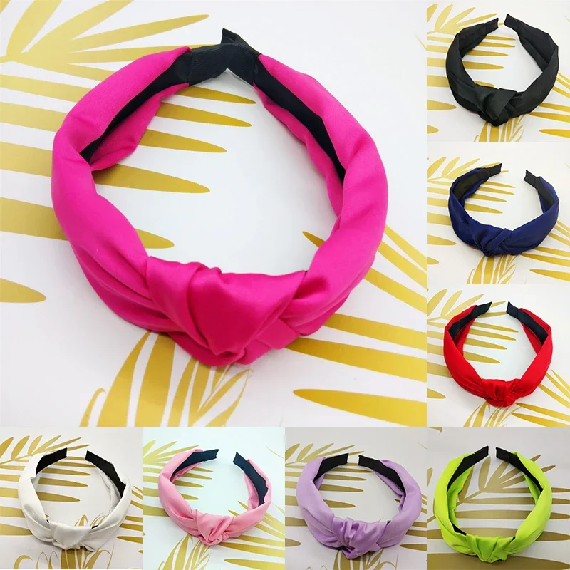 Top Trends: Fashion Top Knot Satin Headbands Wide Fabric Makeup Hairbands For Women Girls Ladies Washing Hair Hoops Bezel Hair Accessories Shoppable Styles