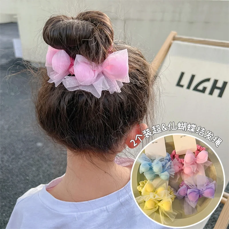 Top Trends: Children&#039;s Candy Color Bow Hair Rope Organza Hair Ties Cute Ponytail Holder Hair Accessories For Girl Elastic Rubber Hair Bands Shoppable Styles