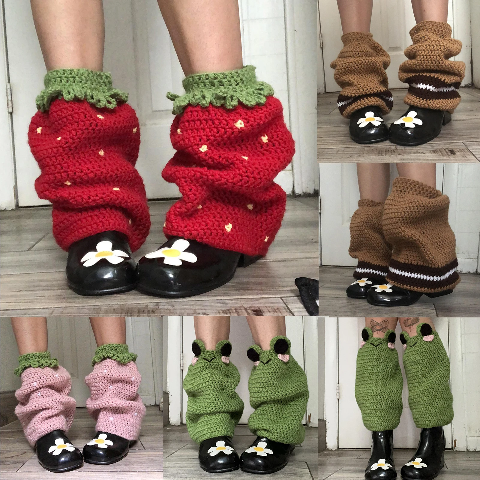 Top Trends: Women Knit Leg Warmers Contrast Color Cute Knee High Socks Aesthetic Boot Cuffs Cover Winter Knitted Socks Kawaii Ankle Warmers Shoppable Styles