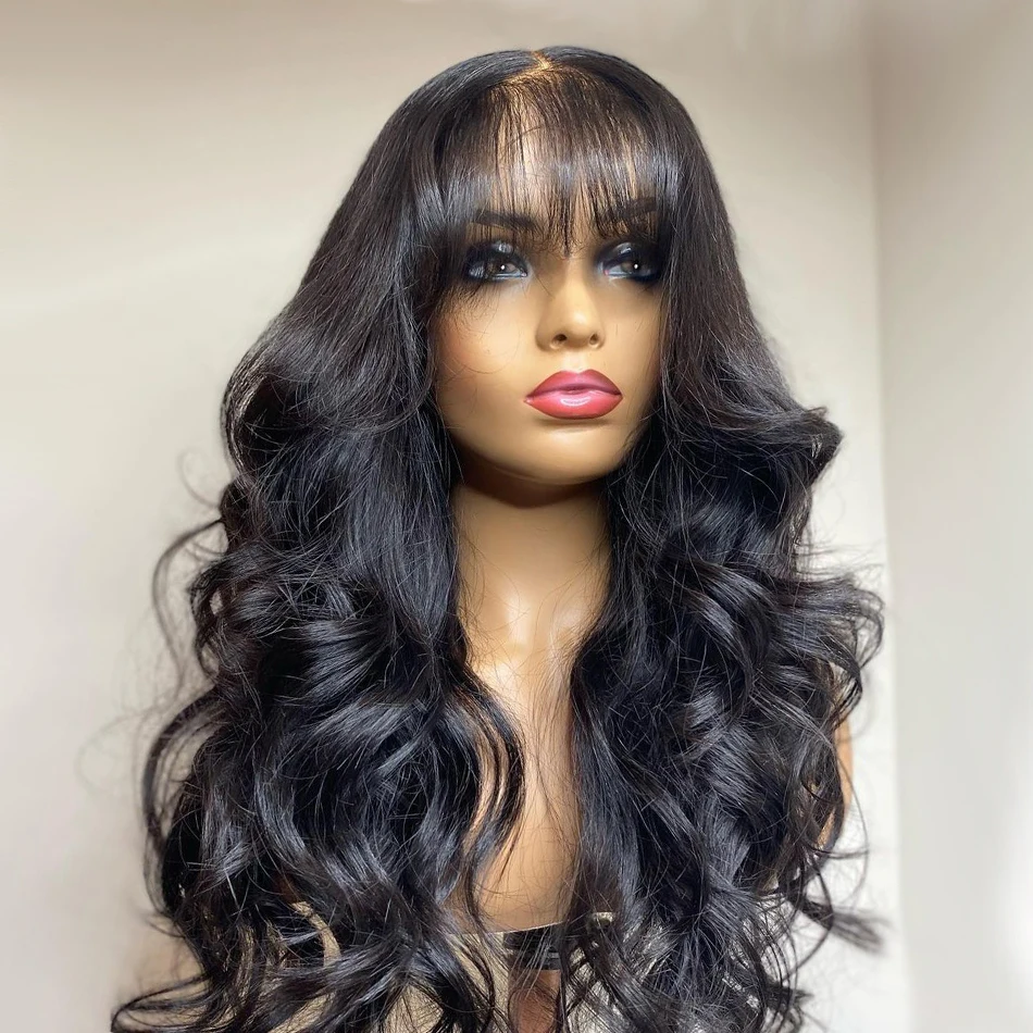 Top Trends: Body Wave Lace Front Human Hair Wig With Bangs Pre Plucked 13x4 HD Lace Frontal Wigs Fringe Brazilian Hair 4×4 Glueless Wigs Shoppable Styles