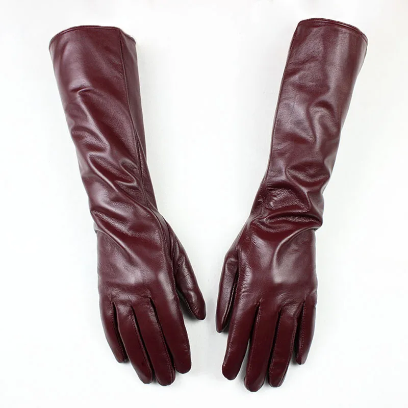 Top Trends: 38 CM Long Sheepskin Gloves Women&#039;s Fashion Color Leather Finger Gloves With Velvet Lining To Keep Warm In Autumn And Winter Shoppable Styles