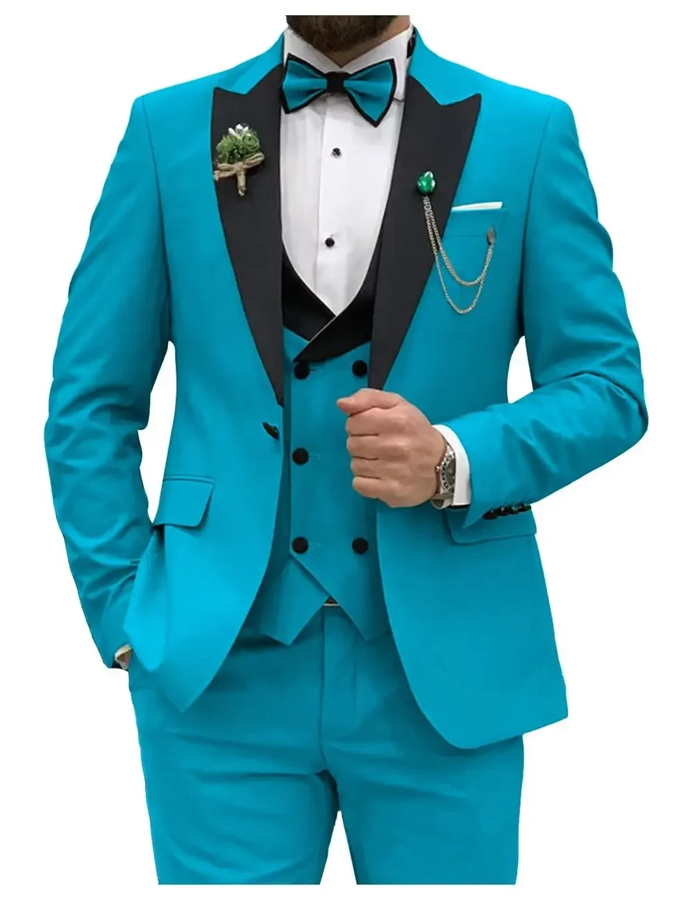 Top Trends: Slim Fit Men Suits Double Breasted Groom Formal Business Male Blazer Set Peak Lapel Party Wedding Tuxedo (Jacket+ Vest+ Pants) Shoppable Styles