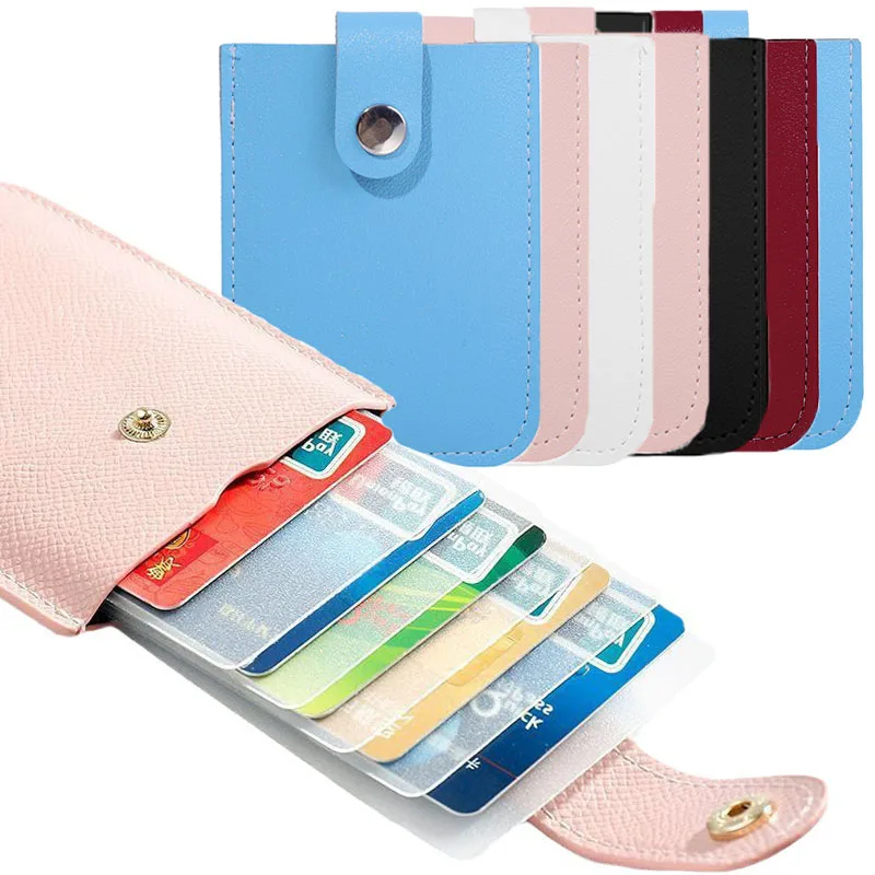 Top Trends: PU Leather Portable Multi Card Bags Holders Bank Card Business Credit Card Pull-out Slot Purse Wallets Coin Bags For Women Men Shoppable Styles