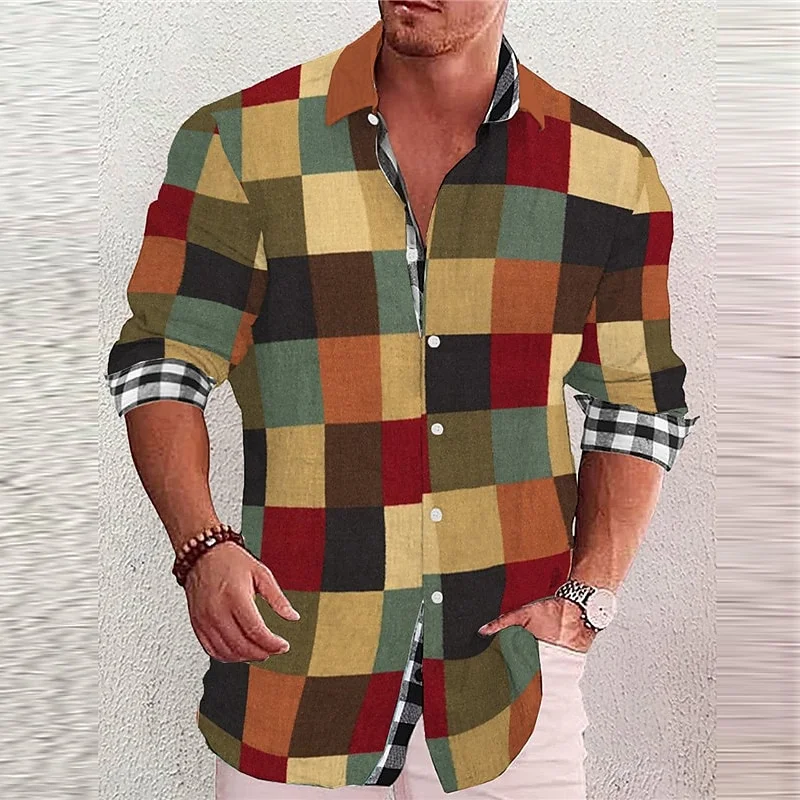 Top Trends: Fashion 2023 Summer Men&#039;s Long Sleeve Shirt Plaid Printing Single-breasted Shirt Long Sleeve Shirt Clothing Design S-6XL Shoppable Styles