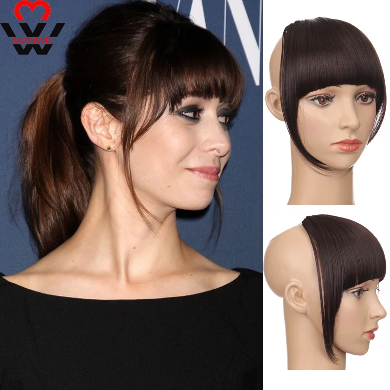 Top Trends: MANWEI Synthetic Sideburns And Bangs Hair Extension Fake Fringe Natural Hair Clip On Hairpieces Black Brown HighTemperature Wig Shoppable Styles