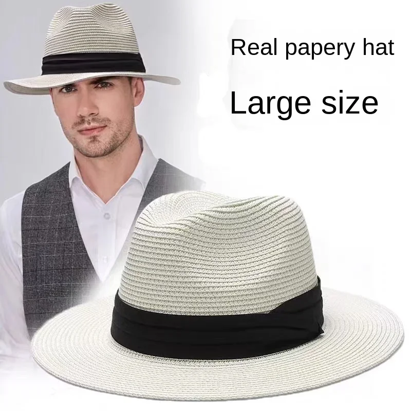 Top Trends: Male Foldable Big Head Straw Hat Panama Summer Outdoors Cowboy Hat Sandy Beach Sun Hats Man Plus Size Fedora Hat 57CM 60CM 64CM Shoppable Styles