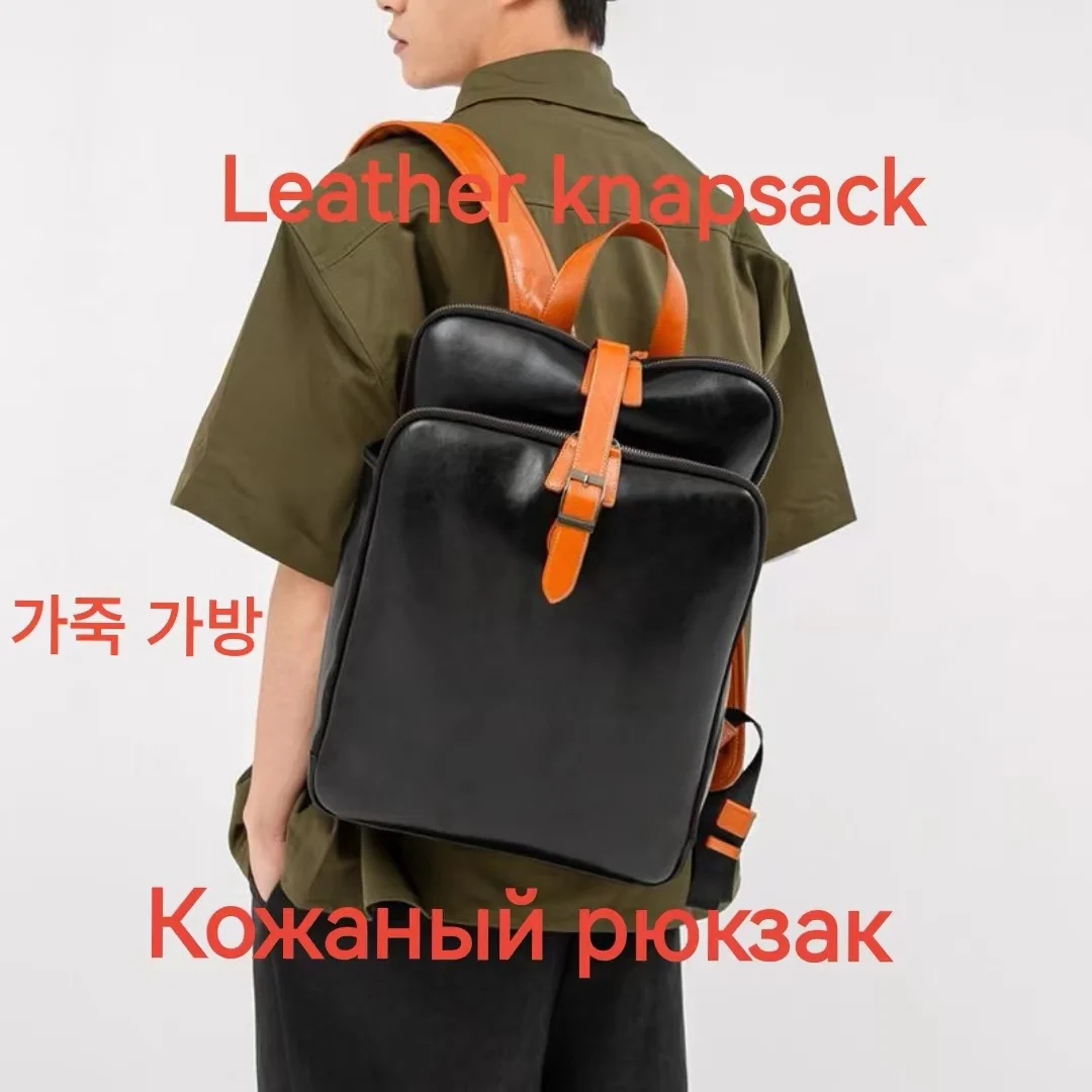 Top Trends: Fashion Trend Waterproof Business Leather Backpack Casual Laptop Backpack Student Schoolbag Leather Men's Travel Backpack Shoppable Styles