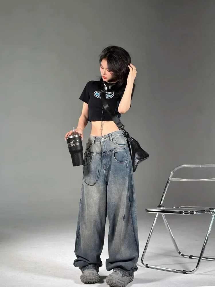 Top Trends: Vintage Y2K Baggy Jeans Women Grunge Korean Style 90s Streetwear Oversize Denim Cargo Pants Hippie Harajuku Trousers 2024 Shoppable Styles - Image 4