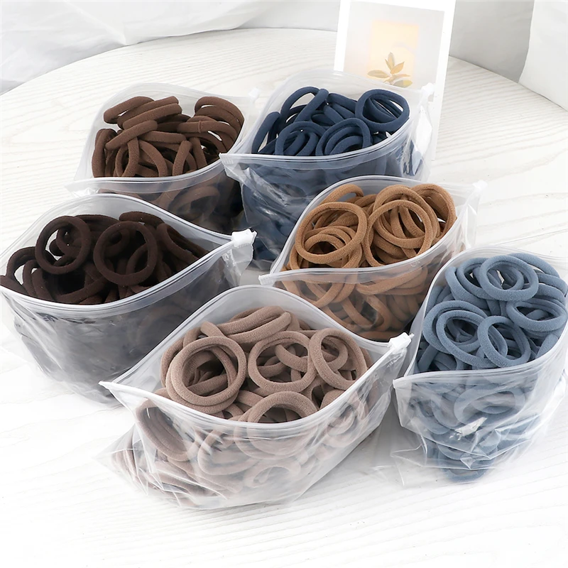 Top Trends: 50PCS / Set Women Girls Basic Hair Bands 4cm Simple Solid Colors Elastic Headband Hair Ropes Ties Hair Accessories Ponytail Holder Shoppable Styles