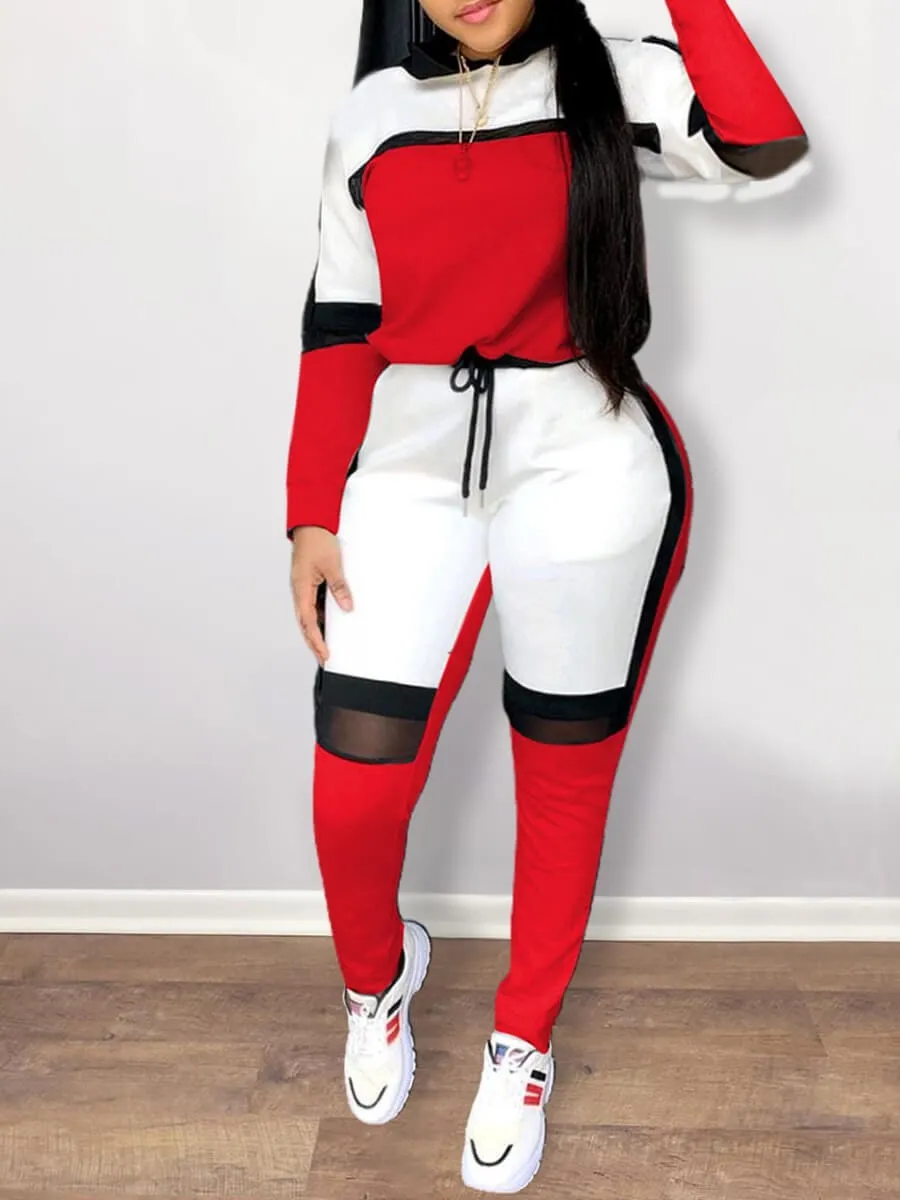 Top Trends: LW Plus Size Women Two Piece Color-lump Tracksuit Pants Set Patchwork Sporty Long Sleeve Conventional Collar Autumn Outfits Shoppable Styles