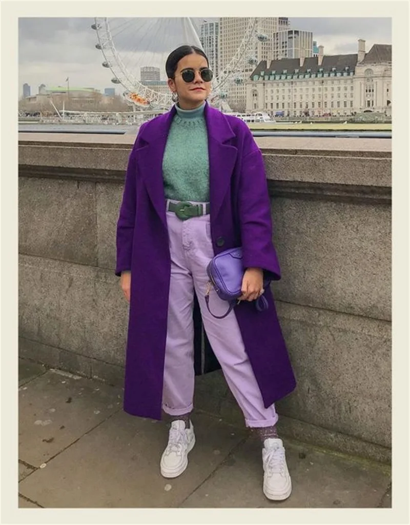 Top Trends: Purple Fashion Women Suits Overcoat 1 Piece Long Wool Blazer Cashmere Casual Thick Warm Prom Dress Jacket Custom Made Streetwear Shoppable Styles