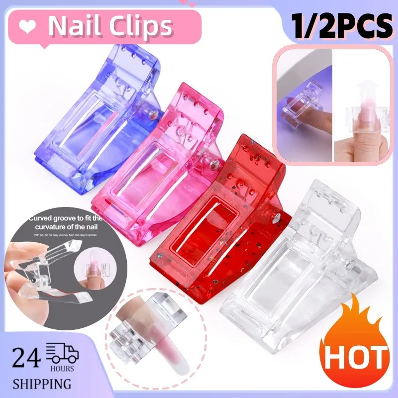 Top Trends: 1PCS / 2PCSPlastic Nails Mold Holder Transparent Manicure Fiber Extension Styling C-curve Shape Clip Fixing Clip UV LED Gel Tool Shoppable Styles