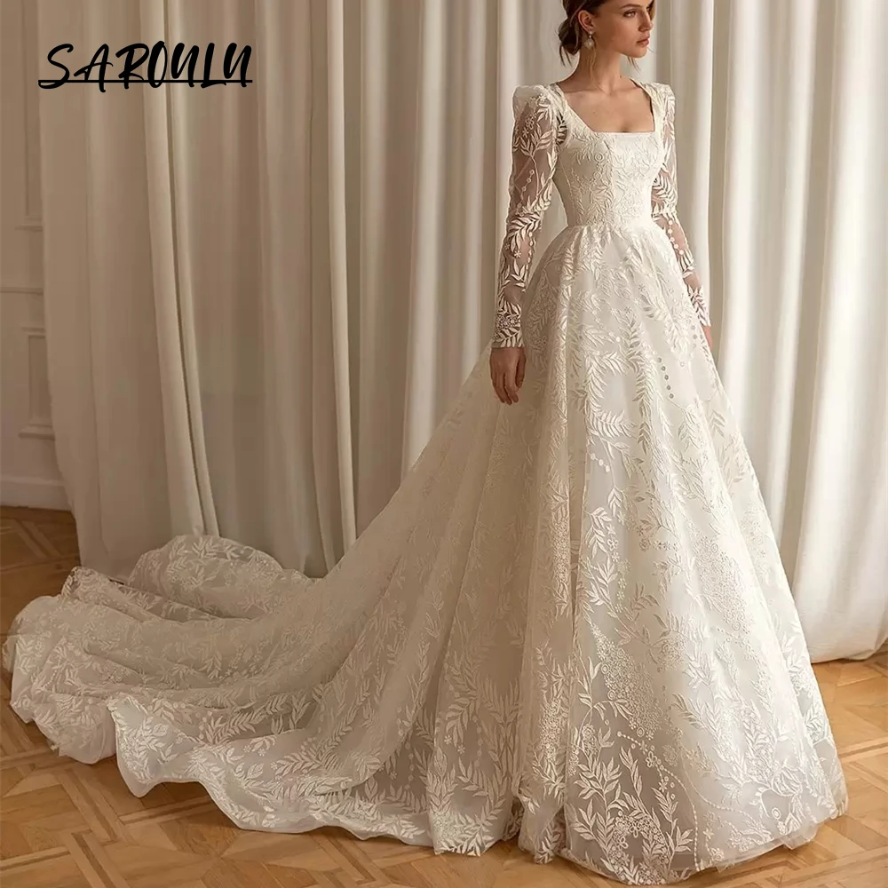 Top Trends: Detachable Long Sleeve Lace Wedding Dresses For Woman Ballgown Square Neck Bride Dresses Bridal Gown Vestidos De Novia Shoppable Styles