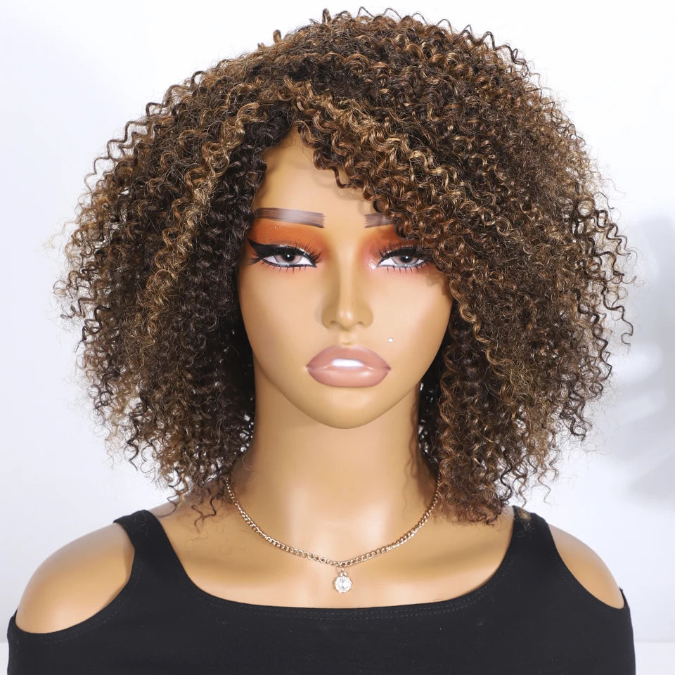 Top Trends: Curly Human Hair Wigs For Women P1B / 30 Highlight Remy Brazilian Hair Wigs P4 / 27 / 30 Highlight Colored Jerry Curl Hair Wigs Shoppable Styles