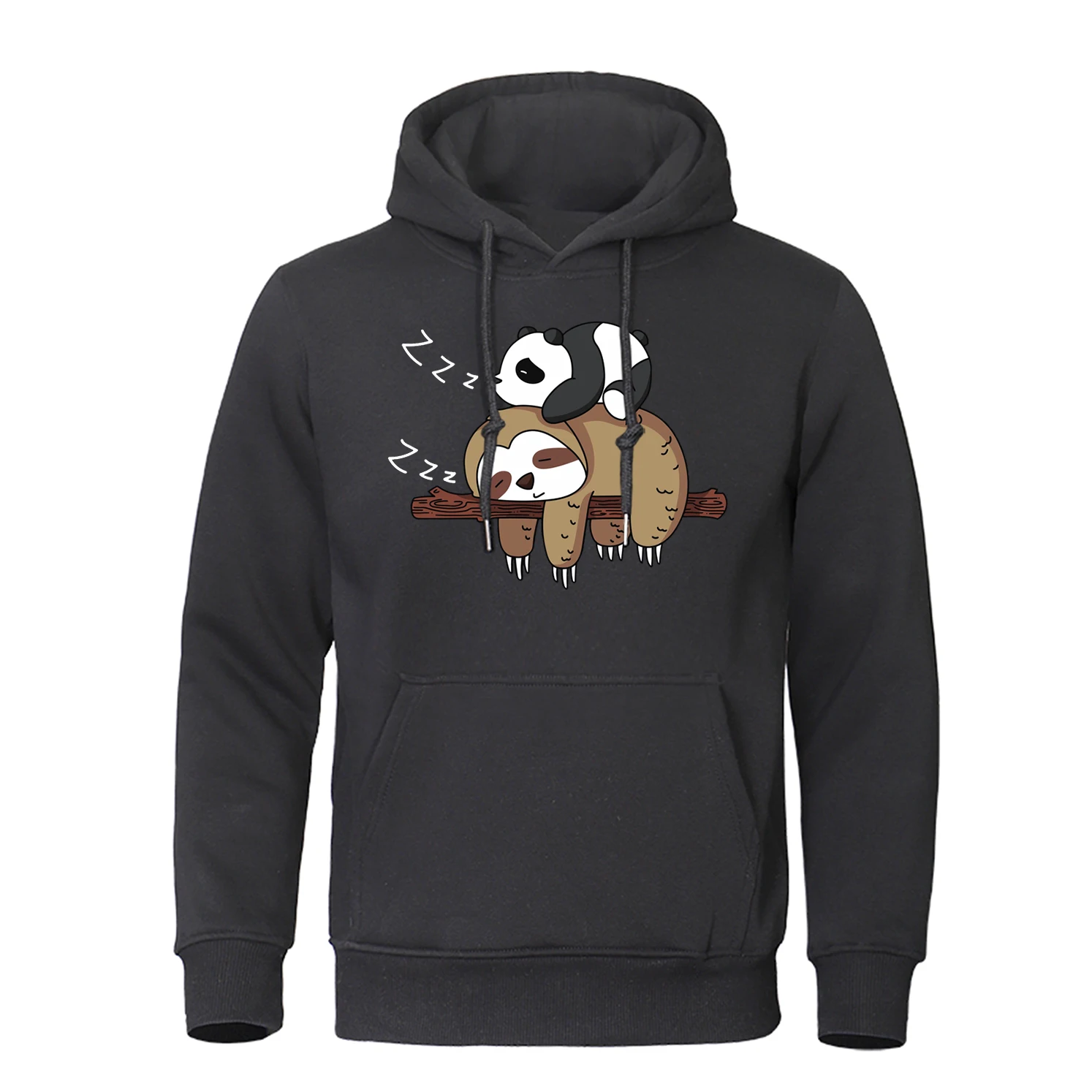 Top Trends: The Panda Lazily Lies On The Back Of The Koala Hoodies Men Fashion Loose Hoody Fleece Streetwear Hip Hop Pullover Streetwear Shoppable Styles