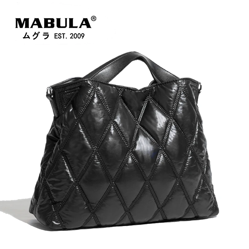 Top Trends: MABULA Simple Tote Quilted Bags For Women 2022 Winter Designer Luxury Handbags Nylon Feather Down Padded Crossbody Pillow Purses Shoppable Styles