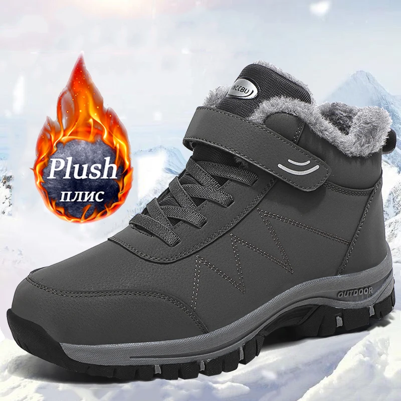 Top Trends: 2023 Waterproof Winter Men Women Sneakers Original Leather Warm Snow Boots Men Work Casual Shoes High-top Non-slip Ankle Boots Shoppable Styles