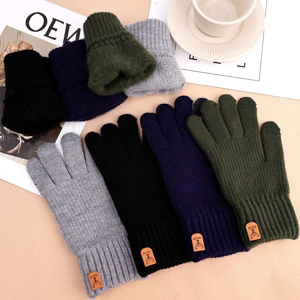 Top Trends: New Cashmere Gloves Winter Warm Five Finger Mittens Touchable Men Outdoors Skiing Cycling Motorcycle Cold-proof Fingering Glove Shoppable Styles - Image 6