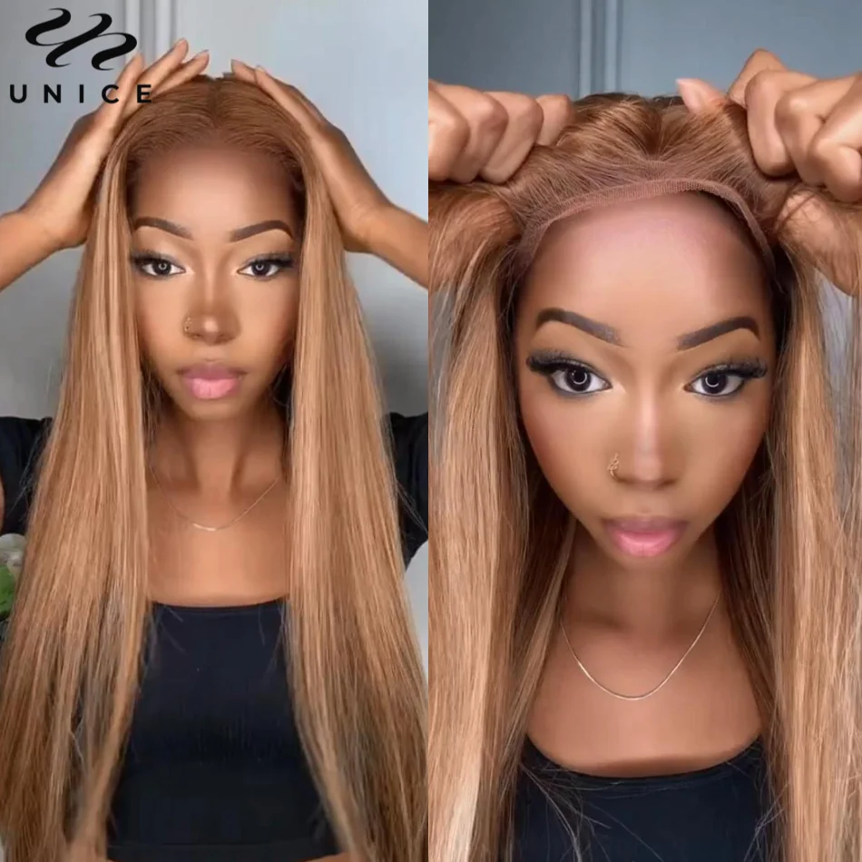 Top Trends: UNice Hair 6x5 / 7x5 Wear Go Lace Wig Honey Blonde Highlight Color Pre Cut Lace Glueless Wig Straight Human Hair Lace Wig Shoppable Styles