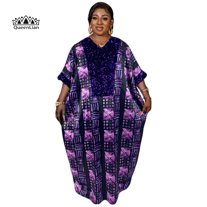 Top Trends: Plus Size Abaya Women's Colorblock Allover Geomtric Print Bat Sleeve V Neck Maxi Muslim Kaftan Dress Shoppable Styles